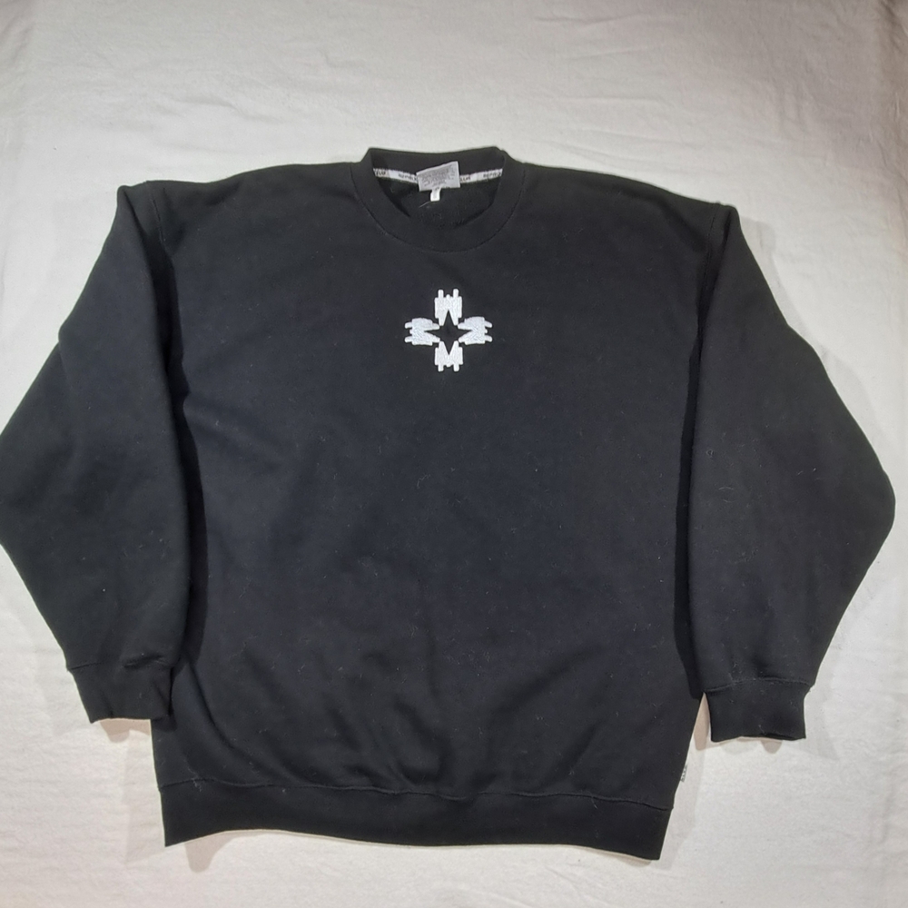 Men's Black Crewneck Sweater with Emblem